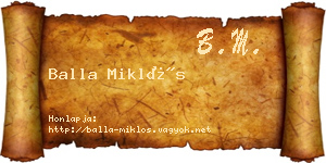 Balla Miklós névjegykártya